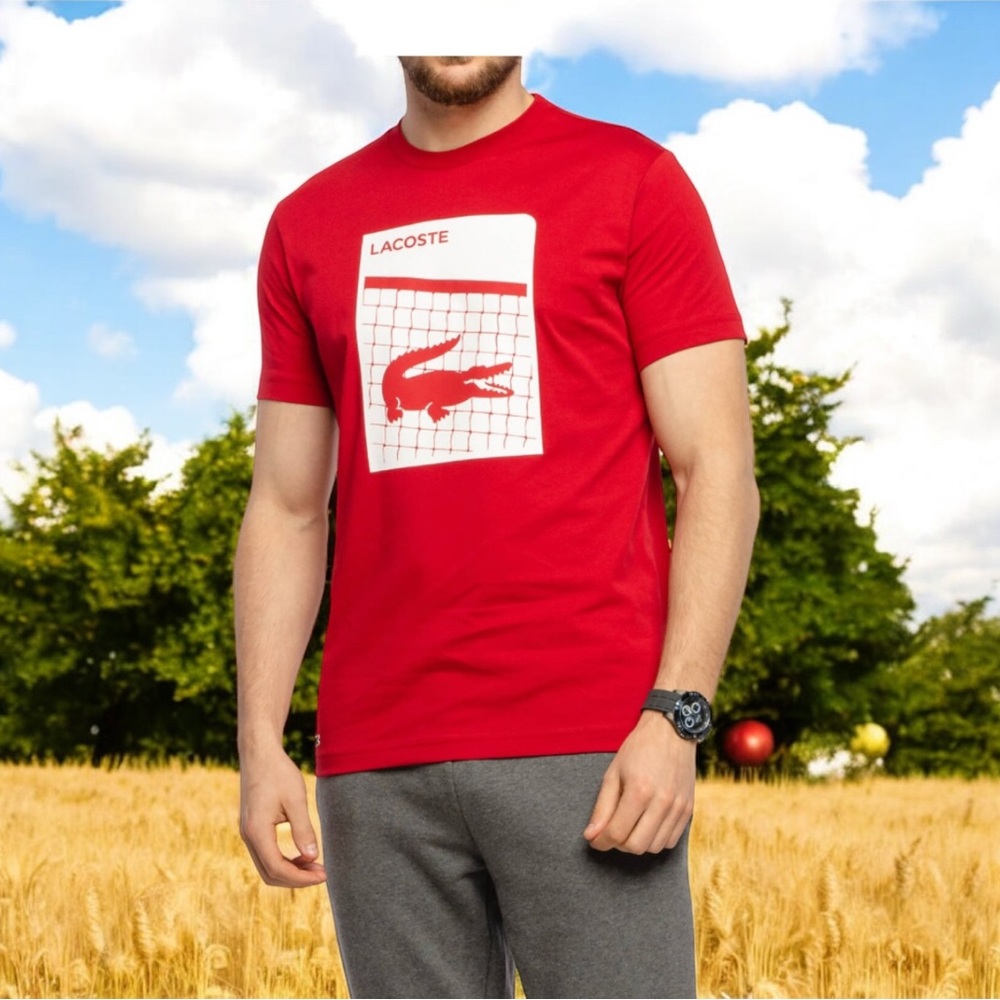 Lacoste Red T-Shirt with Graphic Logo